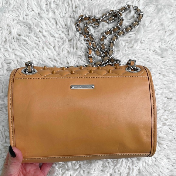 Rebecca Minkoff Quilted Studded Beige Shoulder Bag - Picture 7 of 17